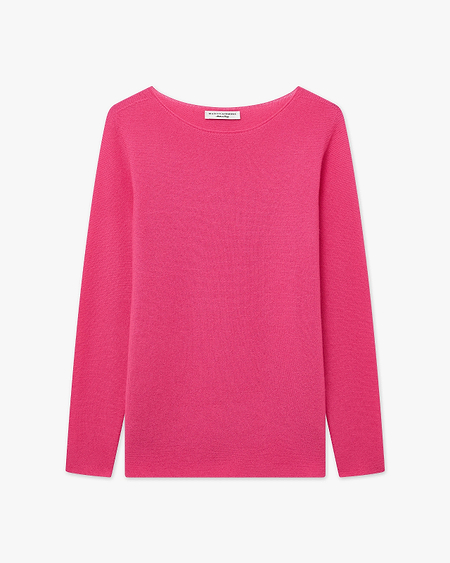 Soffio Boat Neck Sweater - Fuchsia Cashmere