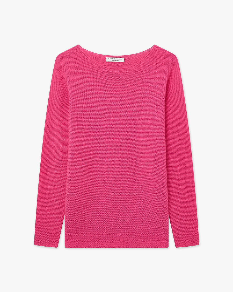 Soffio Boat Neck Sweater - Fuchsia Cashmere