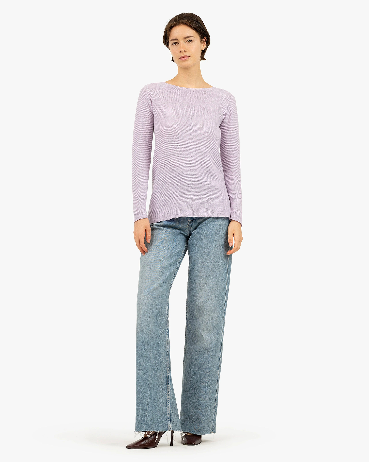 Soffio Boat Neck Sweater - Lilac Cashmere