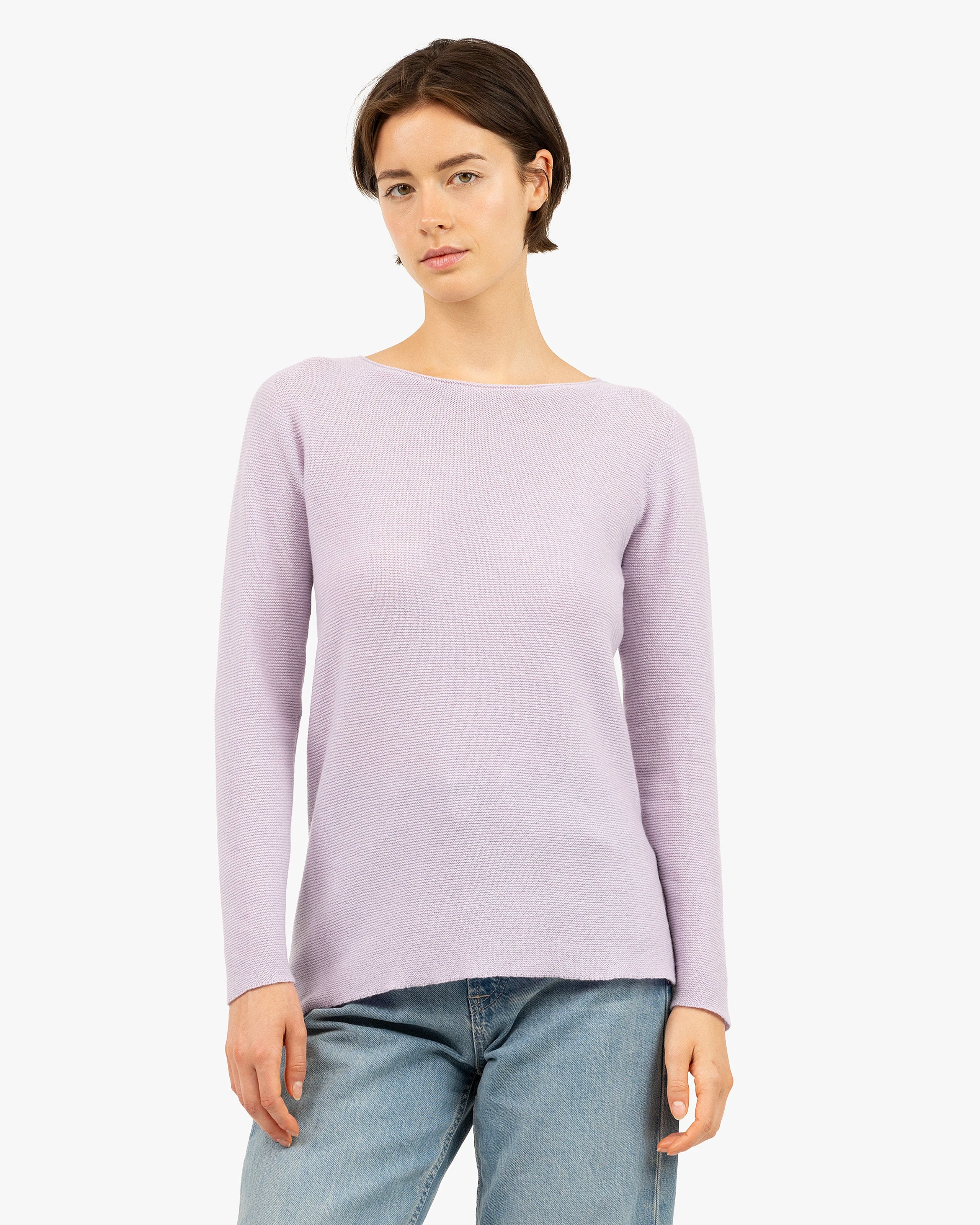 Soffio Boat Neck Sweater - Lilac Cashmere