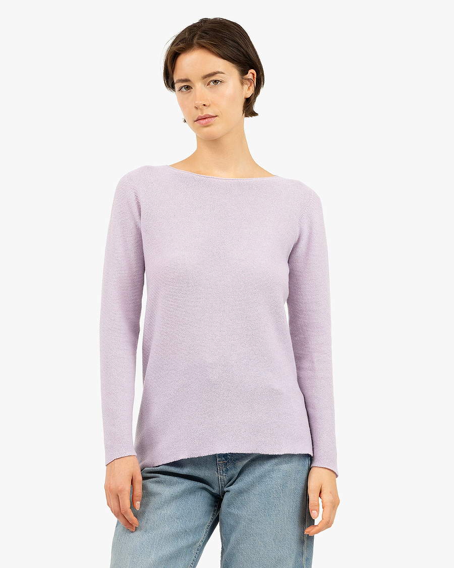 Soffio Boat Neck Sweater - Lilac Cashmere