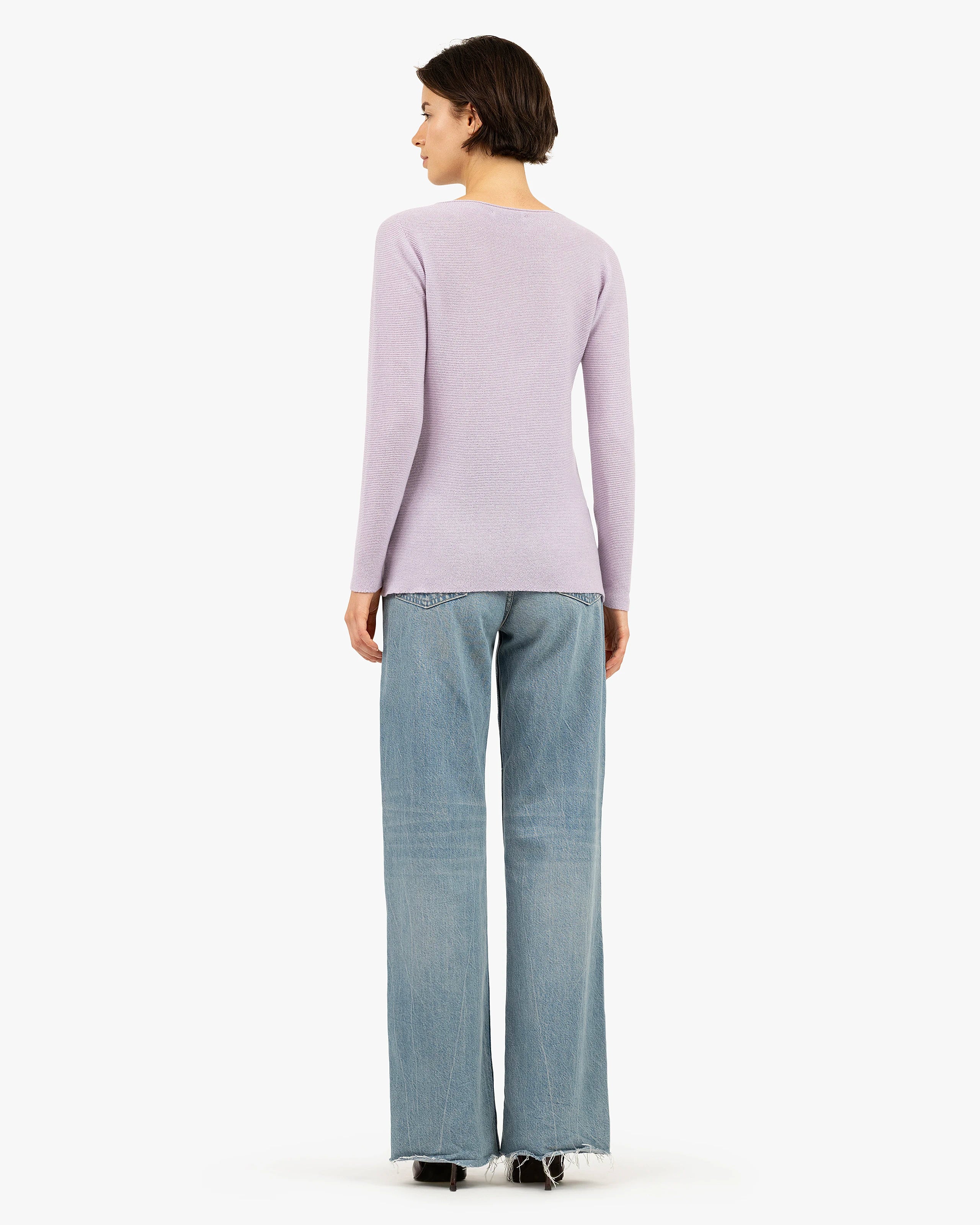 Soffio Boat Neck Sweater - Lilac Cashmere