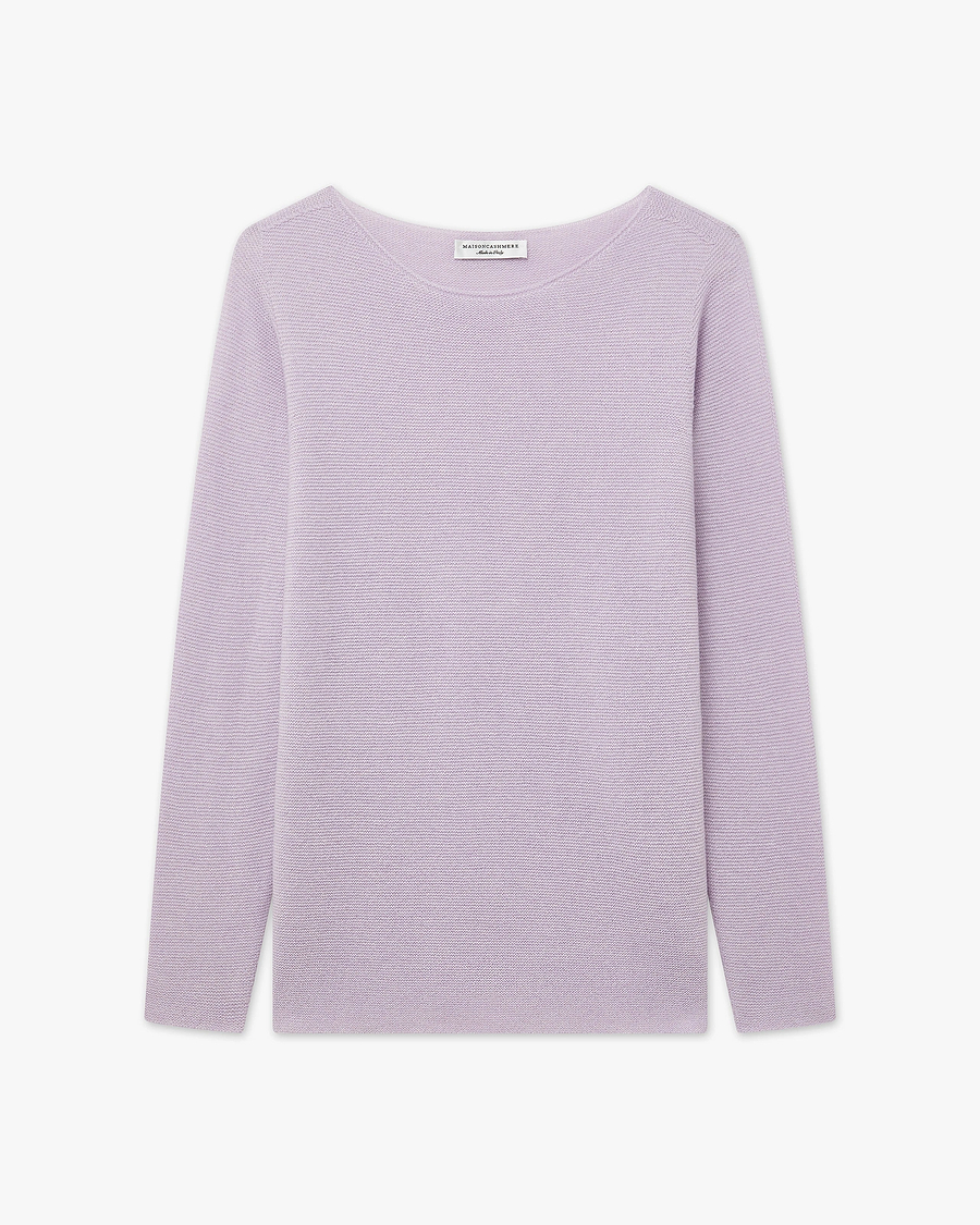 Soffio Boat Neck Sweater - Lilac Cashmere