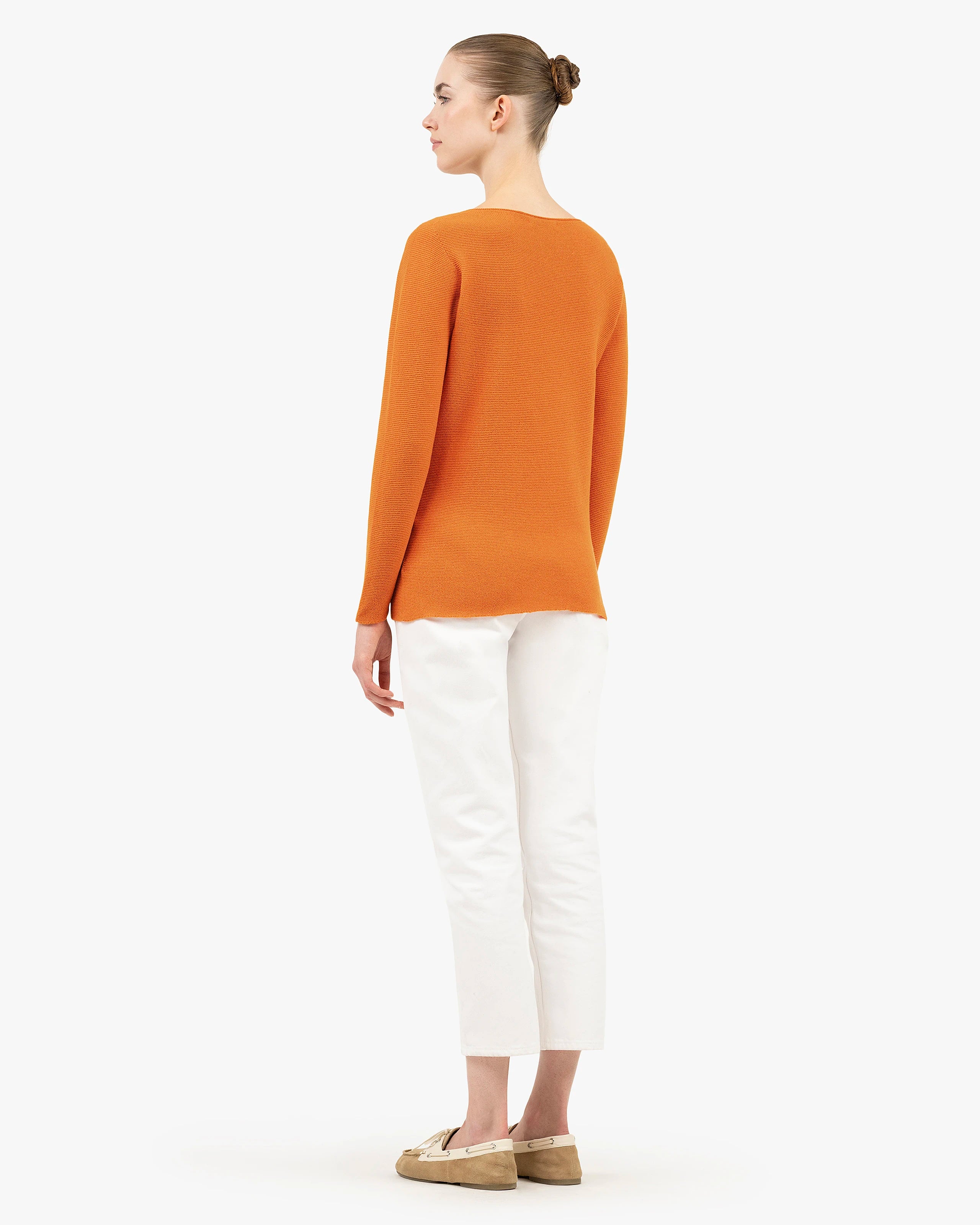 Soffio Boat Neck Sweater - Orange Cashmere