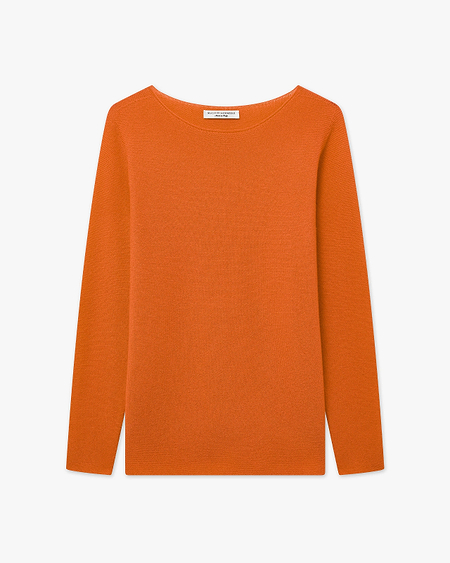 Soffio Boat Neck Sweater - Orange Cashmere