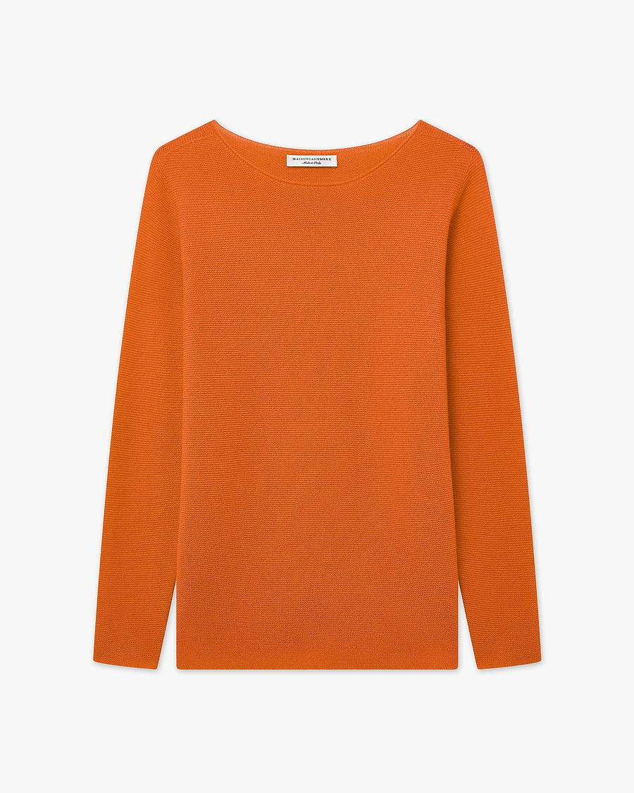 Soffio Boat Neck Sweater - Orange Cashmere