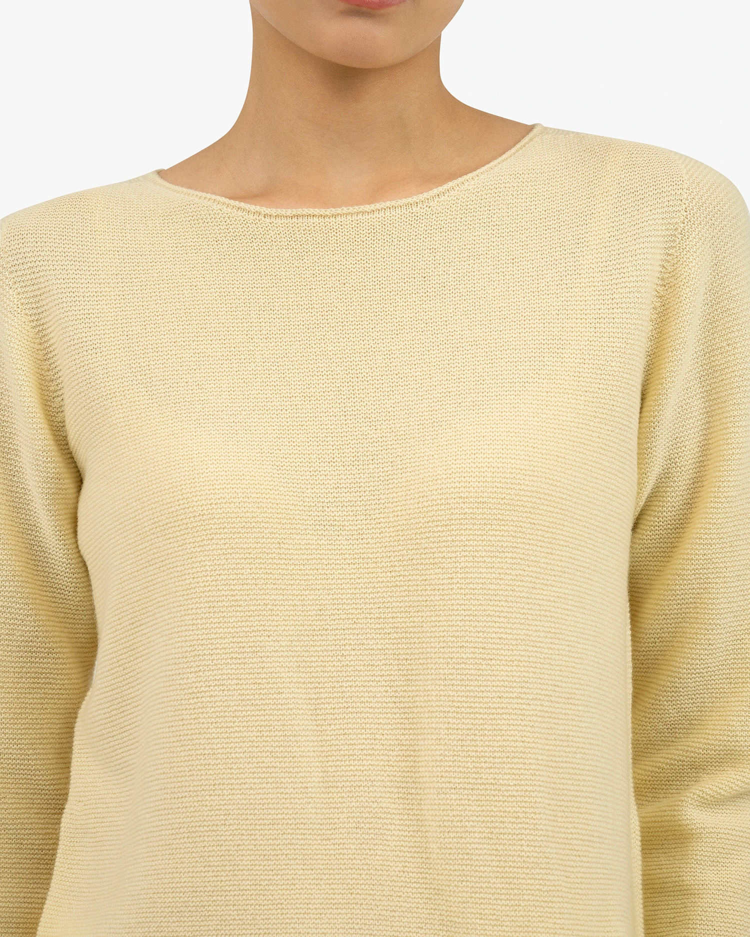 Soffio Boat Neck Sweater - Yellow Cashmere