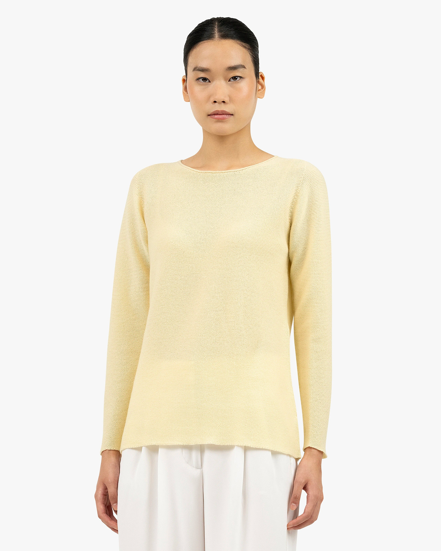 Soffio Boat Neck Sweater - Yellow Cashmere