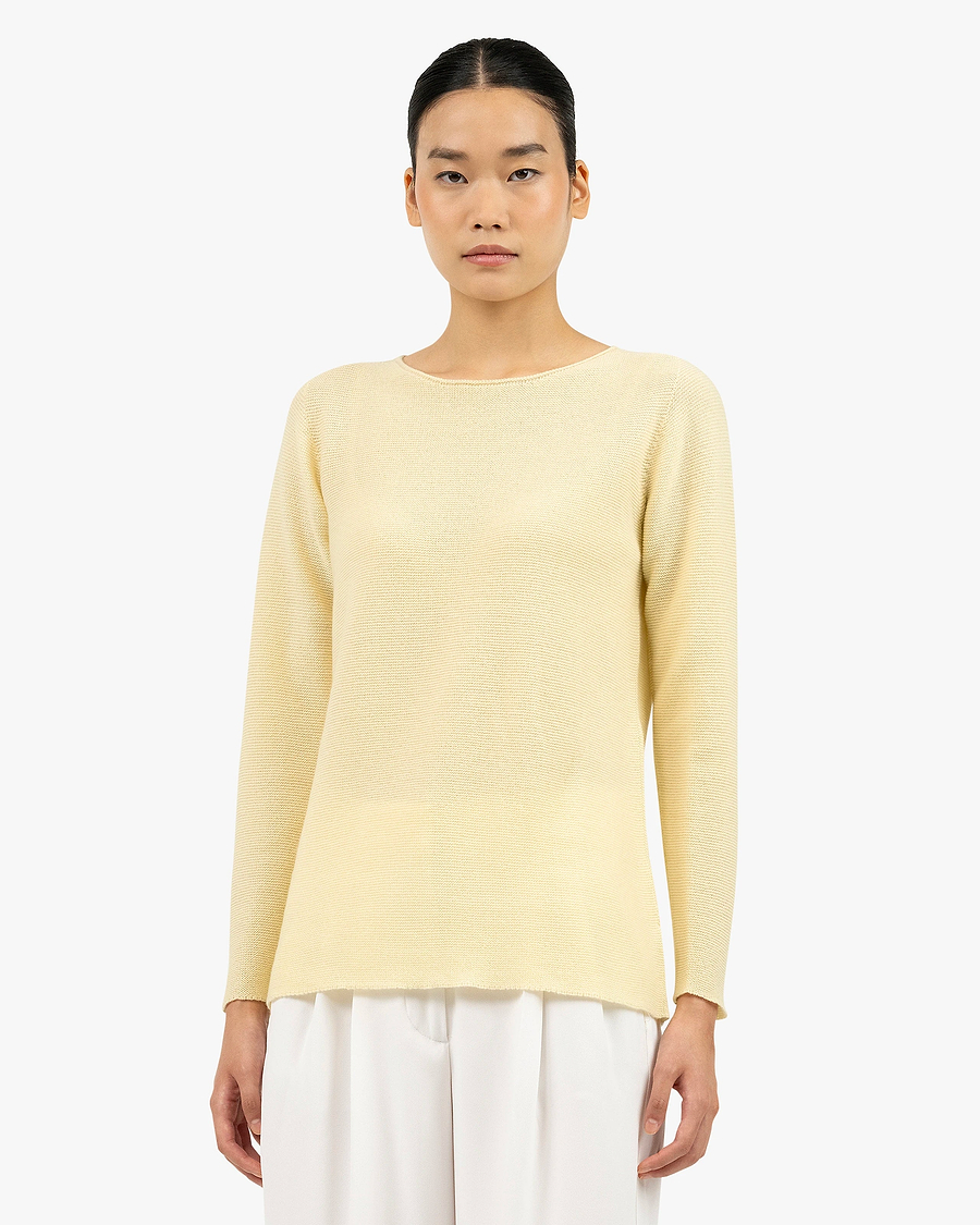 Soffio Boat Neck Sweater - Yellow Cashmere