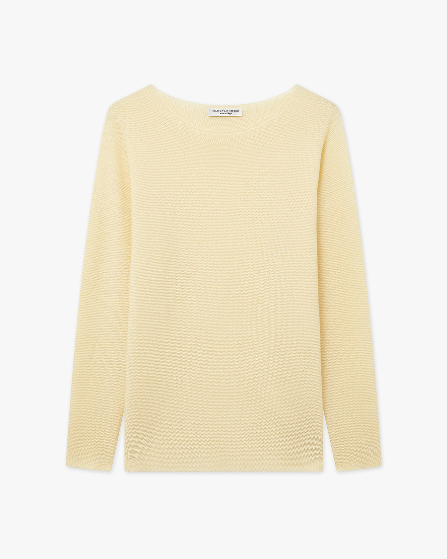 Soffio Boat Neck Sweater - Yellow Cashmere