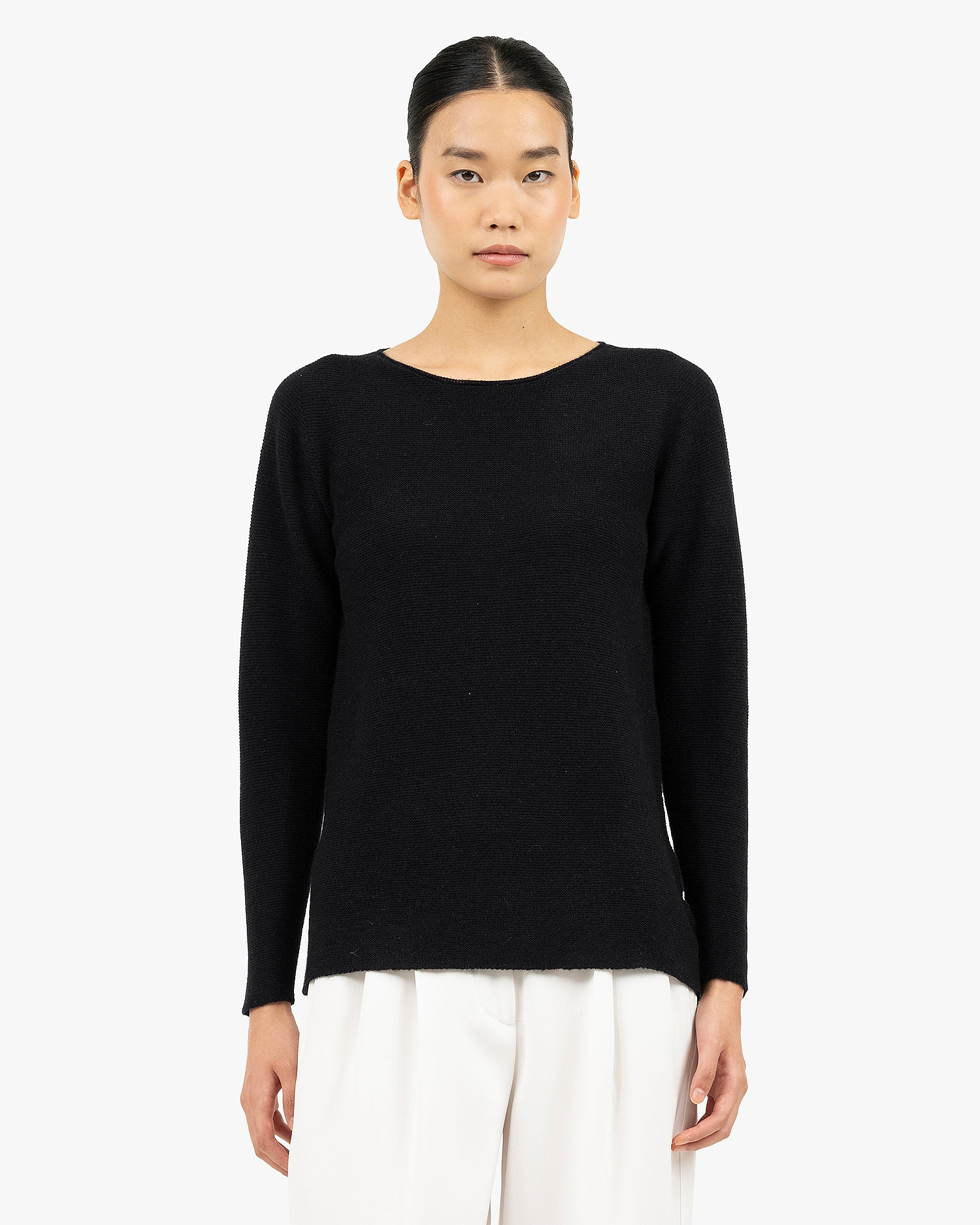 Soffio Boat Neck Sweater - Black Cashmere