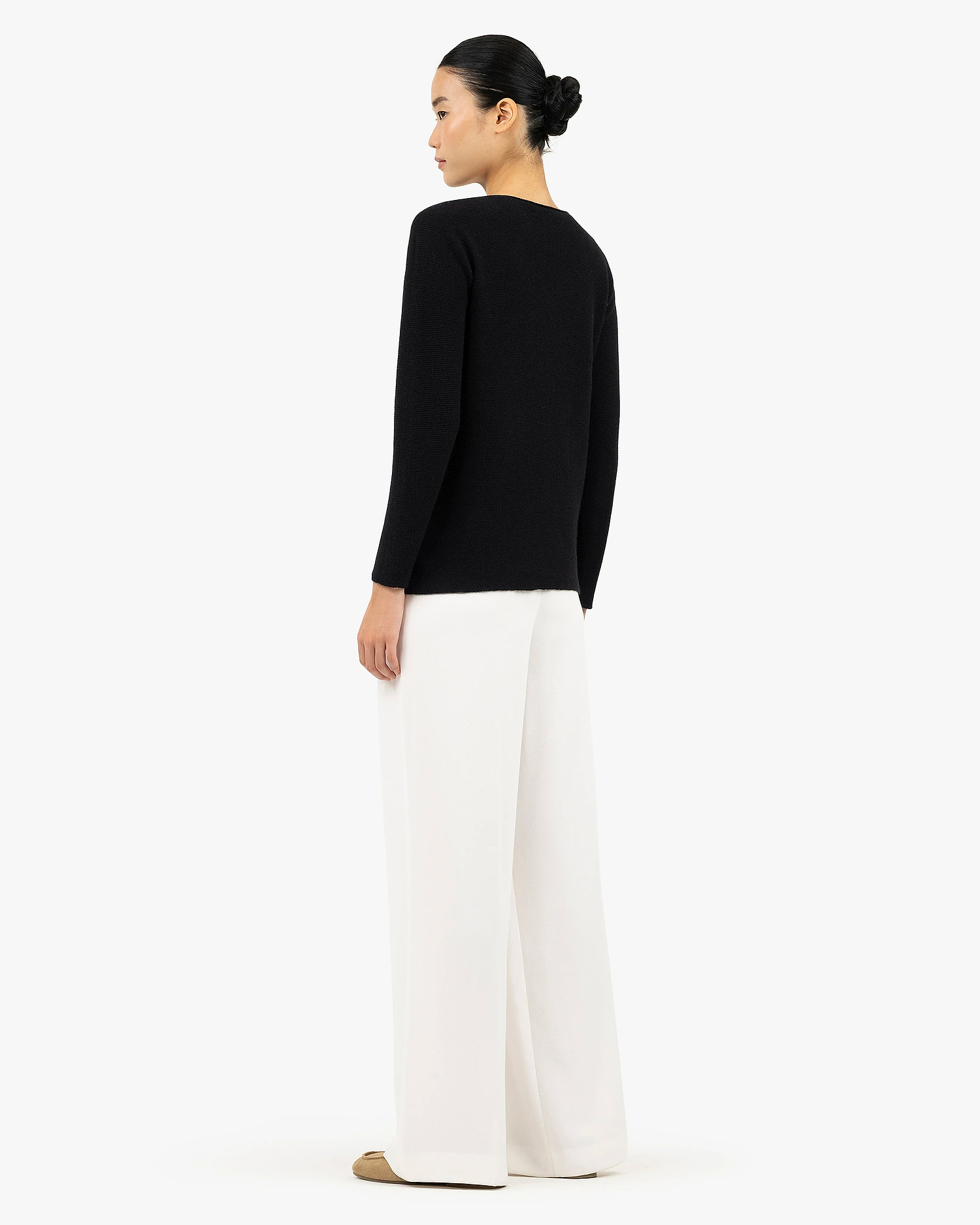 Soffio Boat Neck Sweater - Black Cashmere