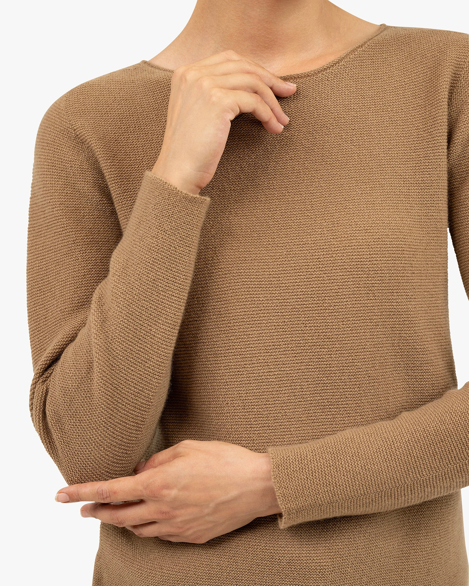 Soffio Boat Neck Sweater - Camel Cashmere