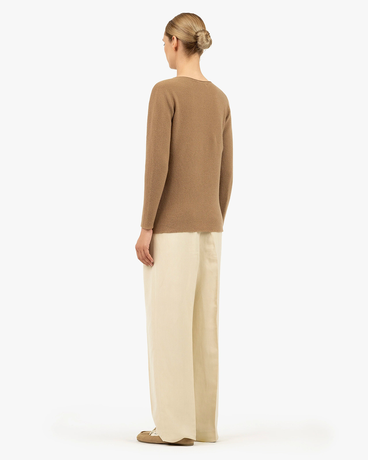 Soffio Boat Neck Sweater - Camel Cashmere