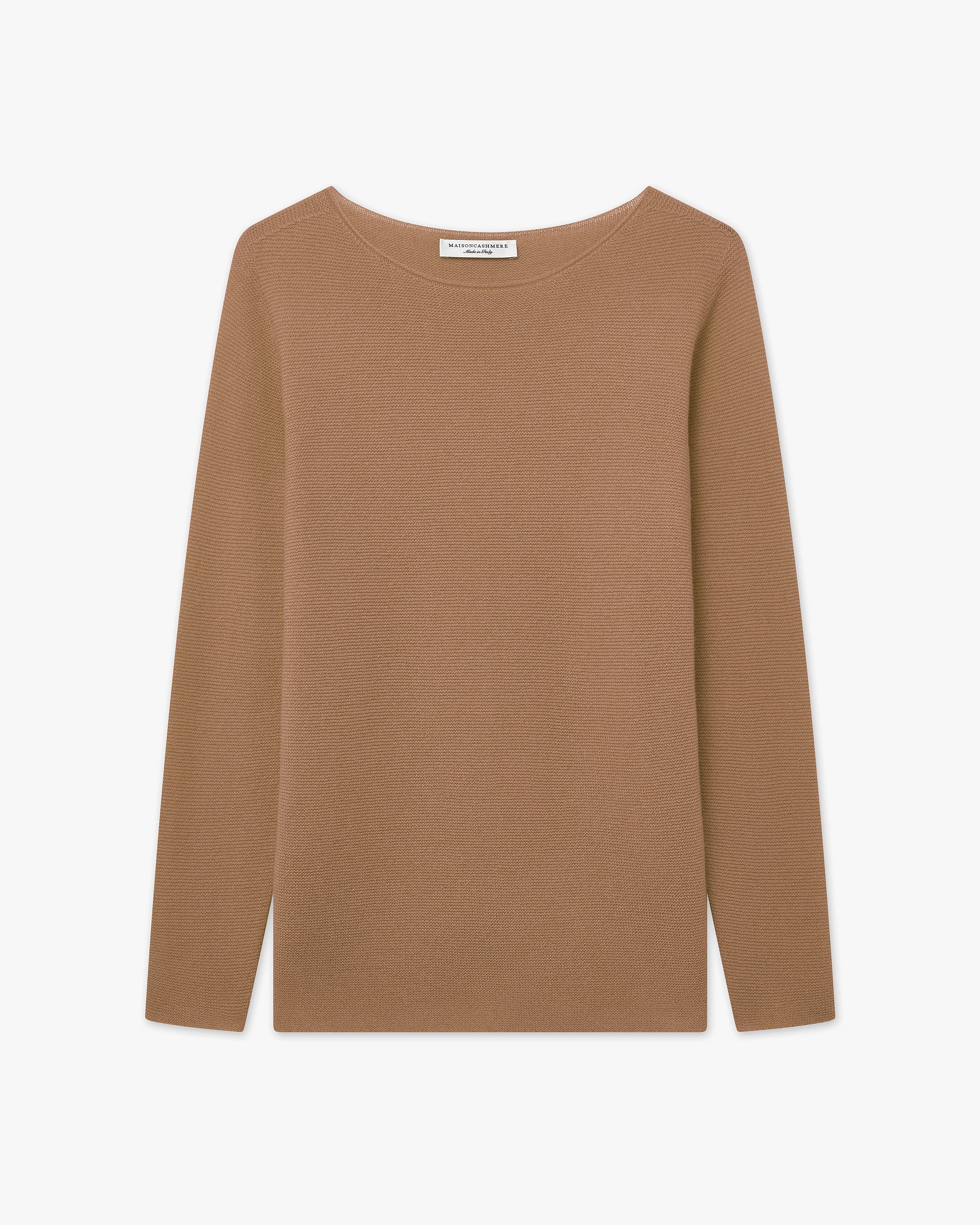 Soffio Boat Neck Sweater - Camel Cashmere