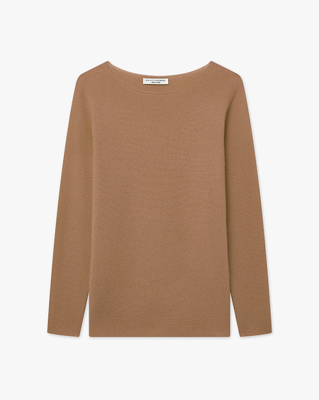 Soffio Boat Neck Sweater - Camel Cashmere