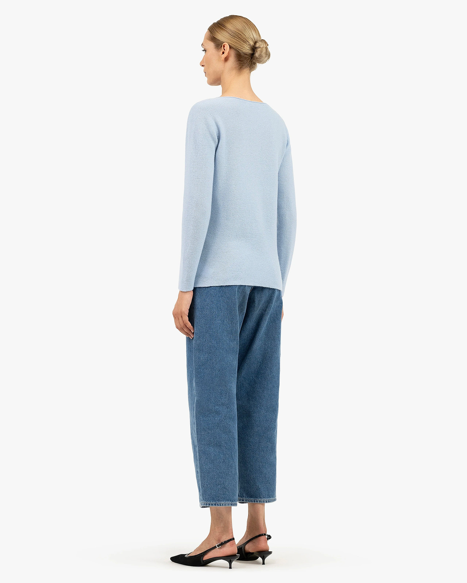 Soffio Boat Neck Sweater - Light Blue Cashmere
