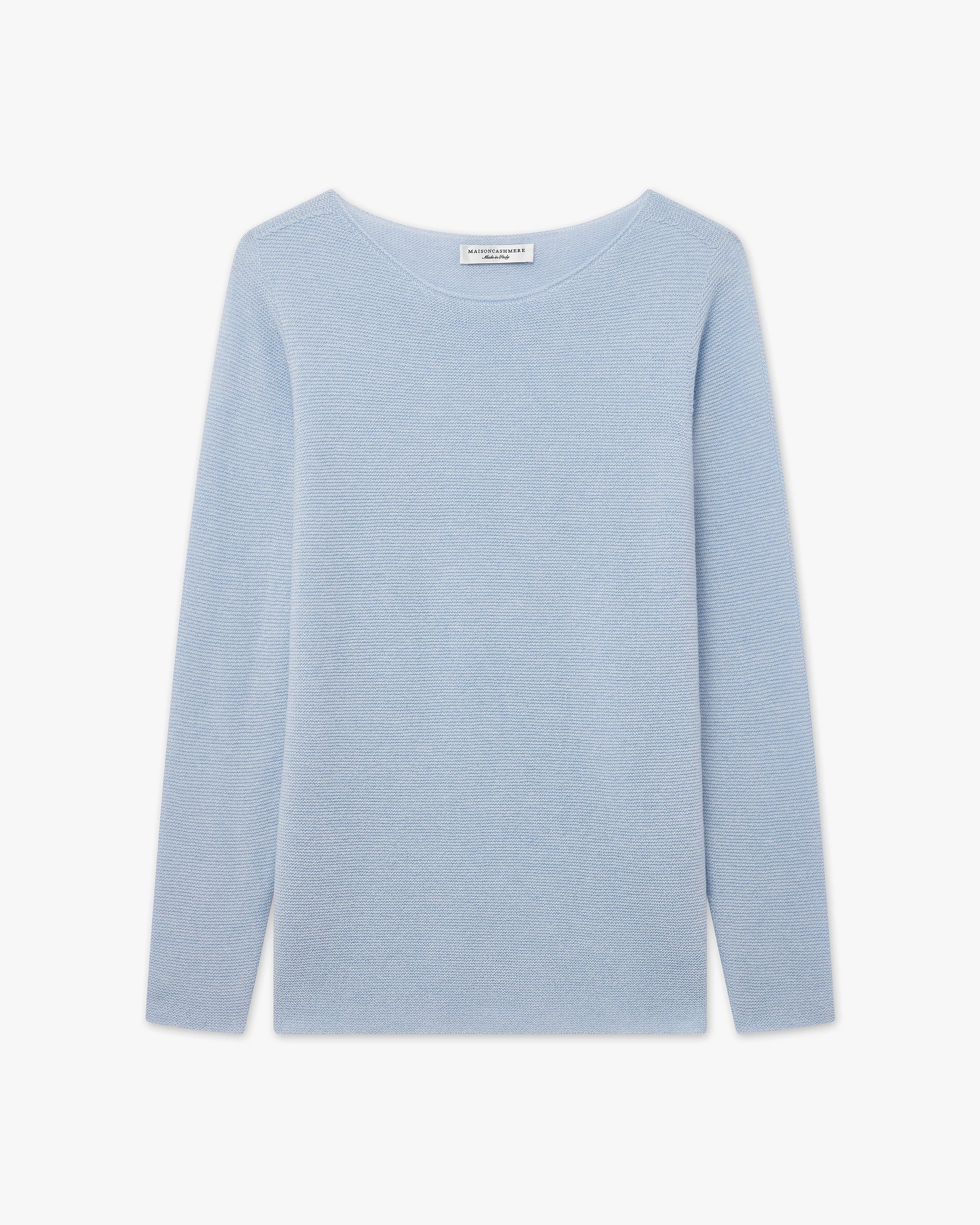 Soffio Boat Neck Sweater - Light Blue Cashmere