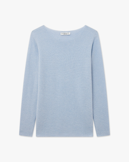 Soffio Boat Neck Sweater - Light Blue Cashmere