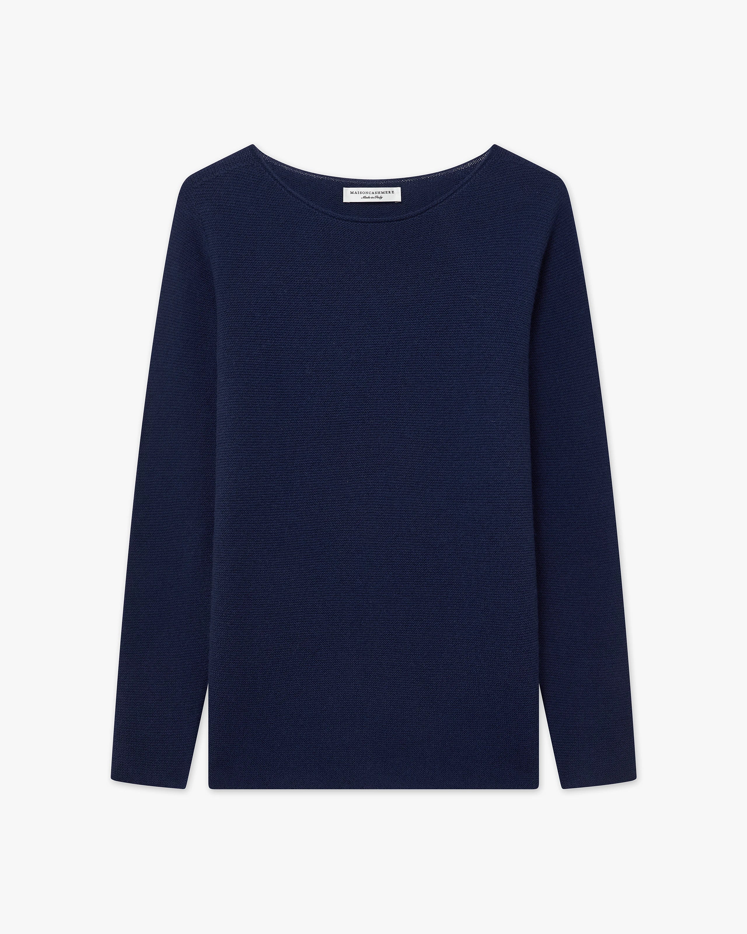 Soffio Boat Neck Sweater - Blue Cashmere