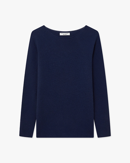 Soffio Boat Neck Sweater - Blue Cashmere