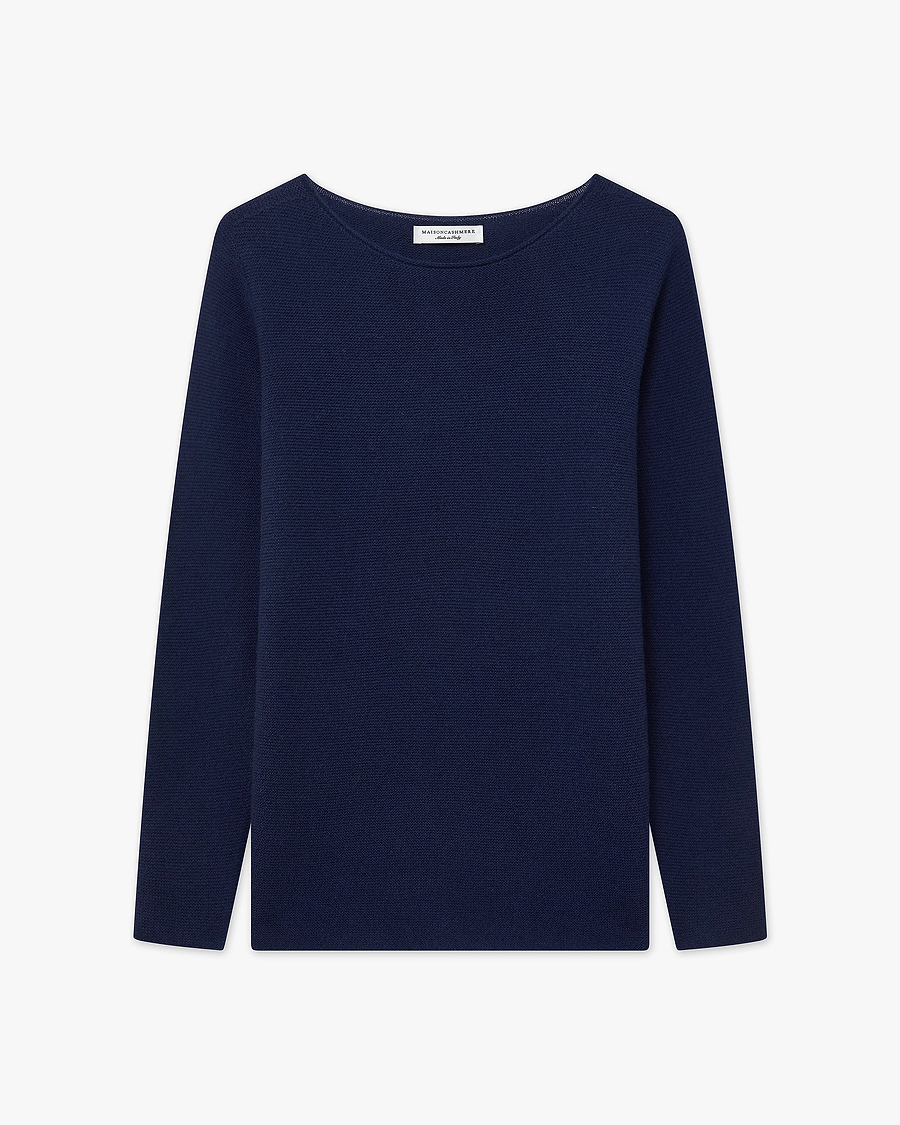 Soffio Boat Neck Sweater - Blue Cashmere