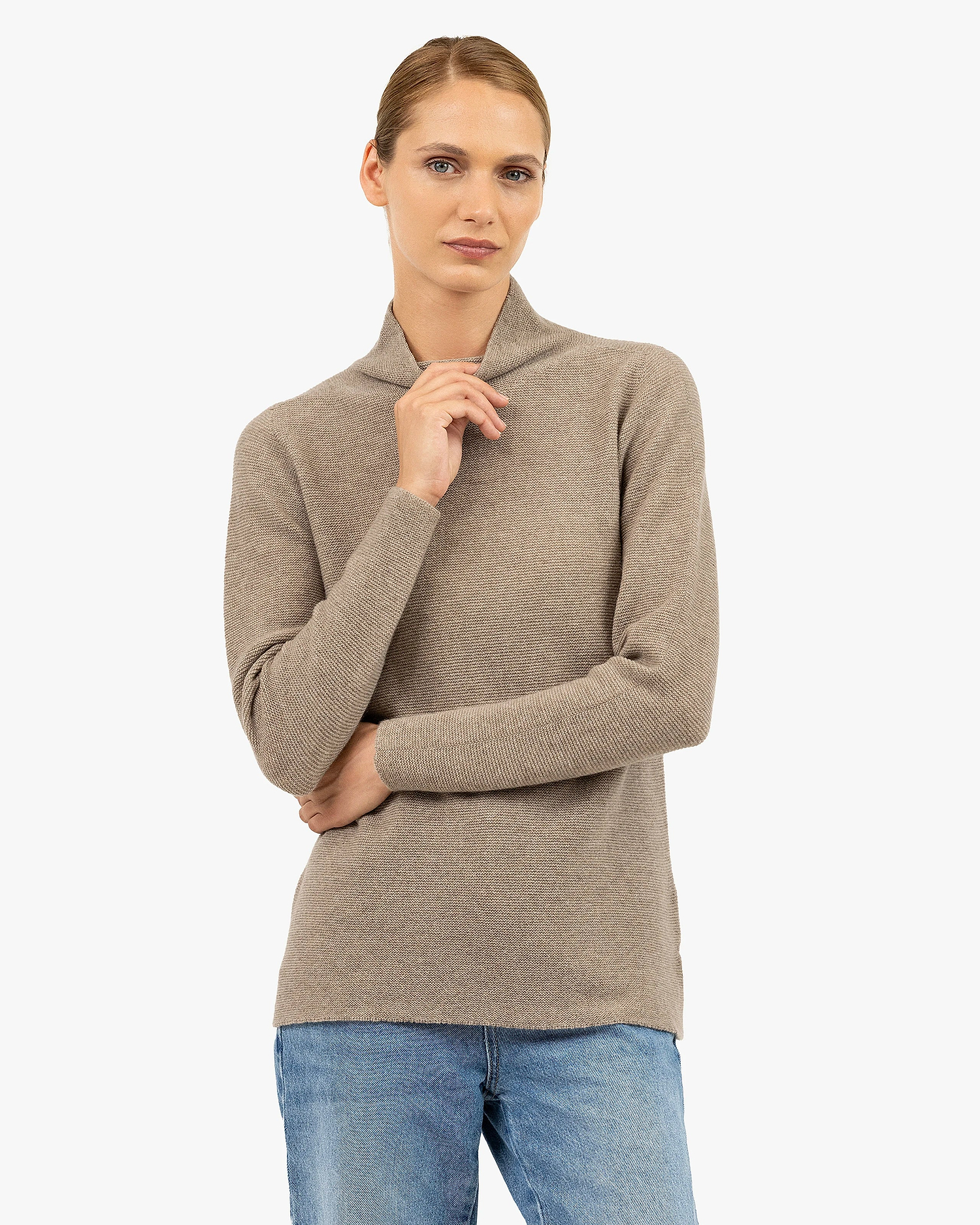Soffio Mock Neck Sweater - Taupe Cashmere