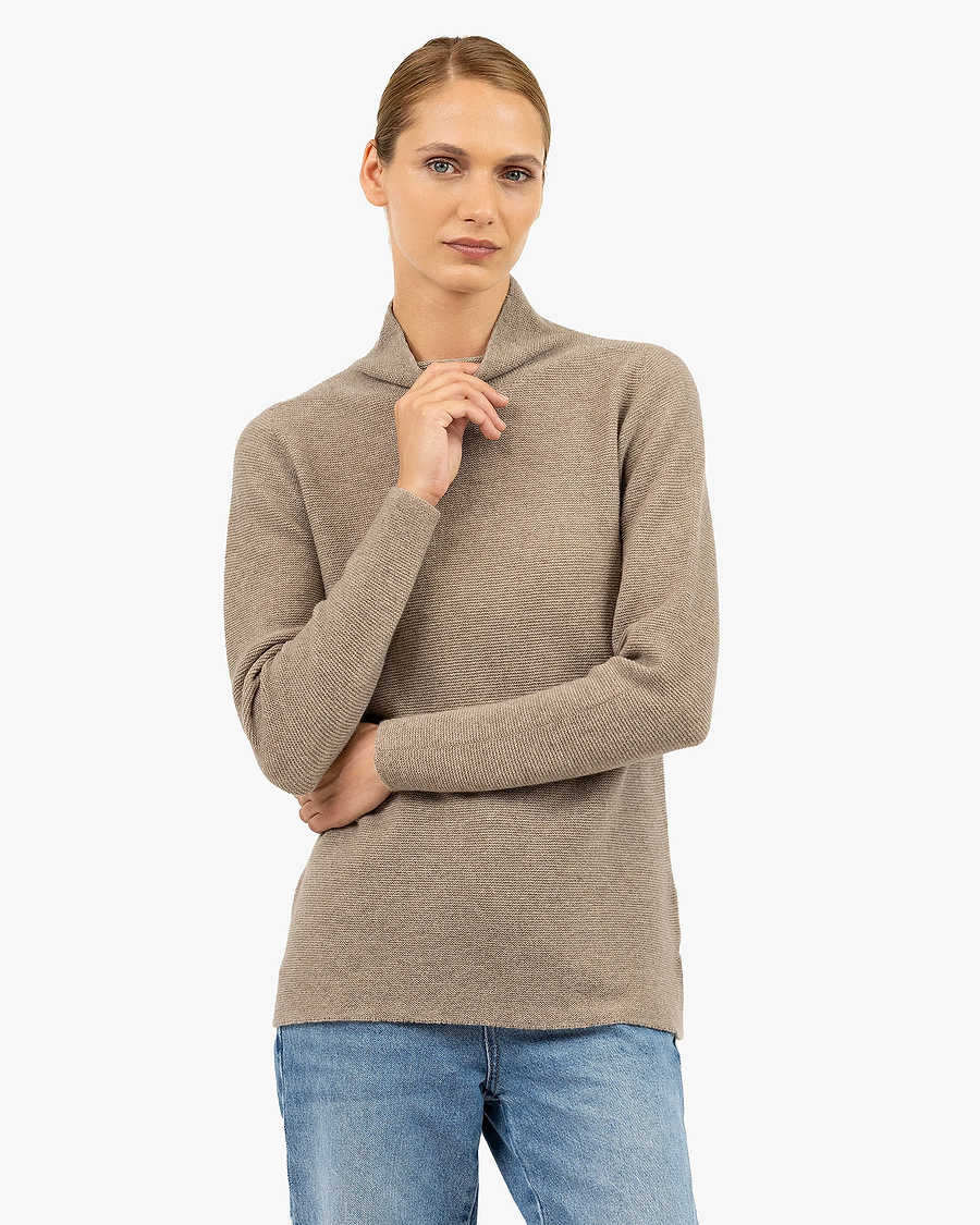 Soffio Mock Neck Sweater - Taupe Cashmere