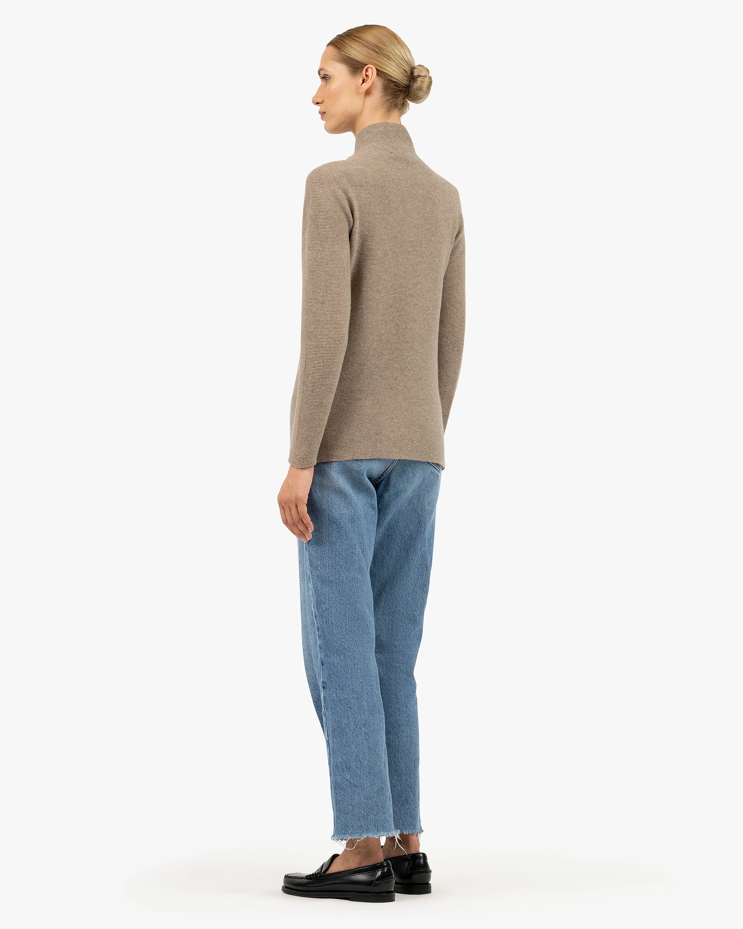 Soffio Mock Neck Sweater - Taupe Cashmere