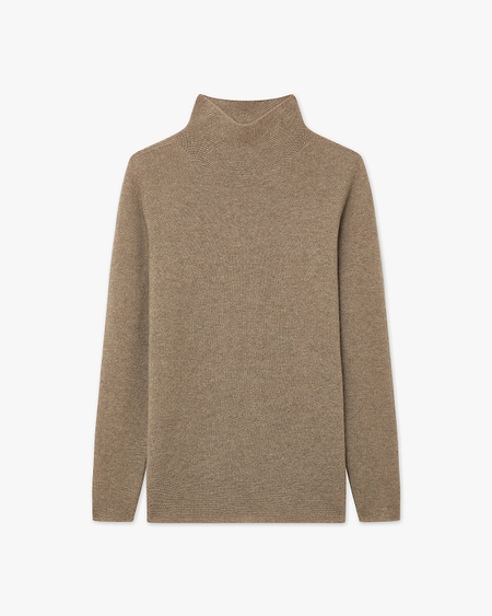 Soffio Mock Neck Sweater - Taupe Cashmere