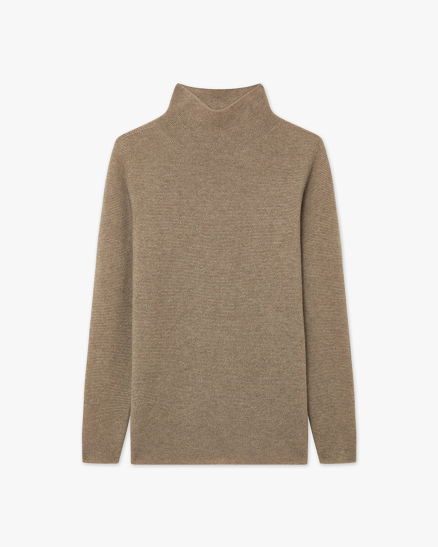 Soffio Mock Neck Sweater - Taupe Cashmere
