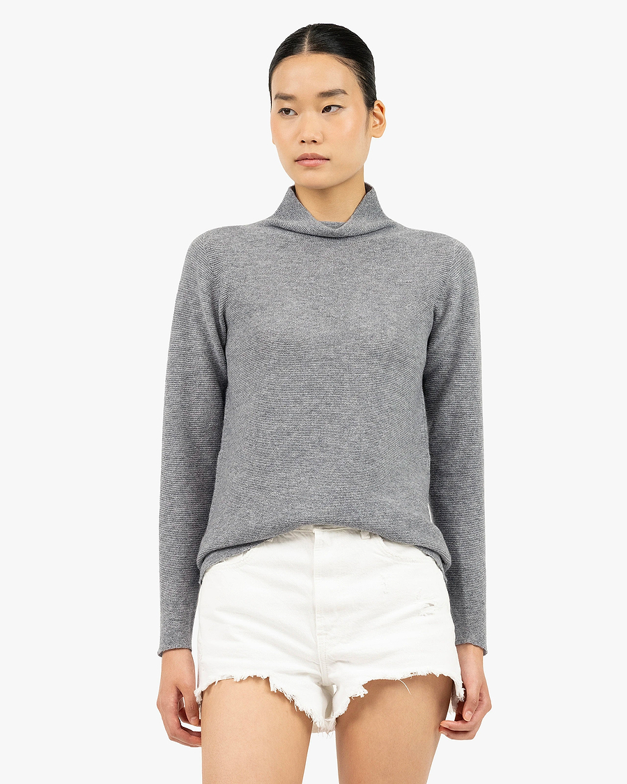 Soffio Mock Neck Sweater - Medium Grey Cashmere
