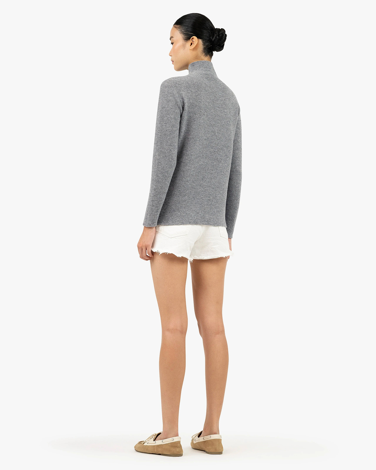 Soffio Mock Neck Sweater - Medium Grey Cashmere
