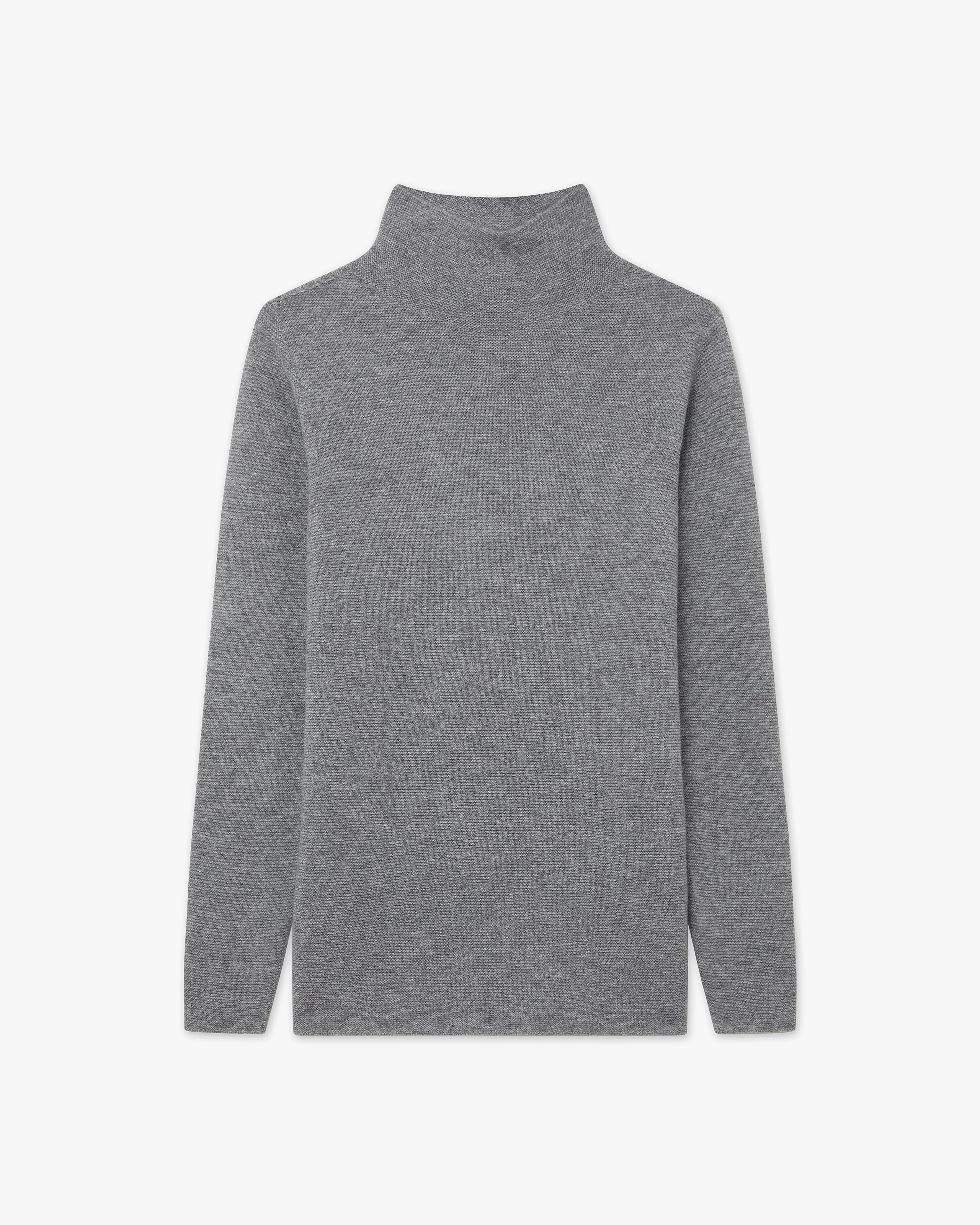 Soffio Mock Neck Sweater - Medium Grey Cashmere