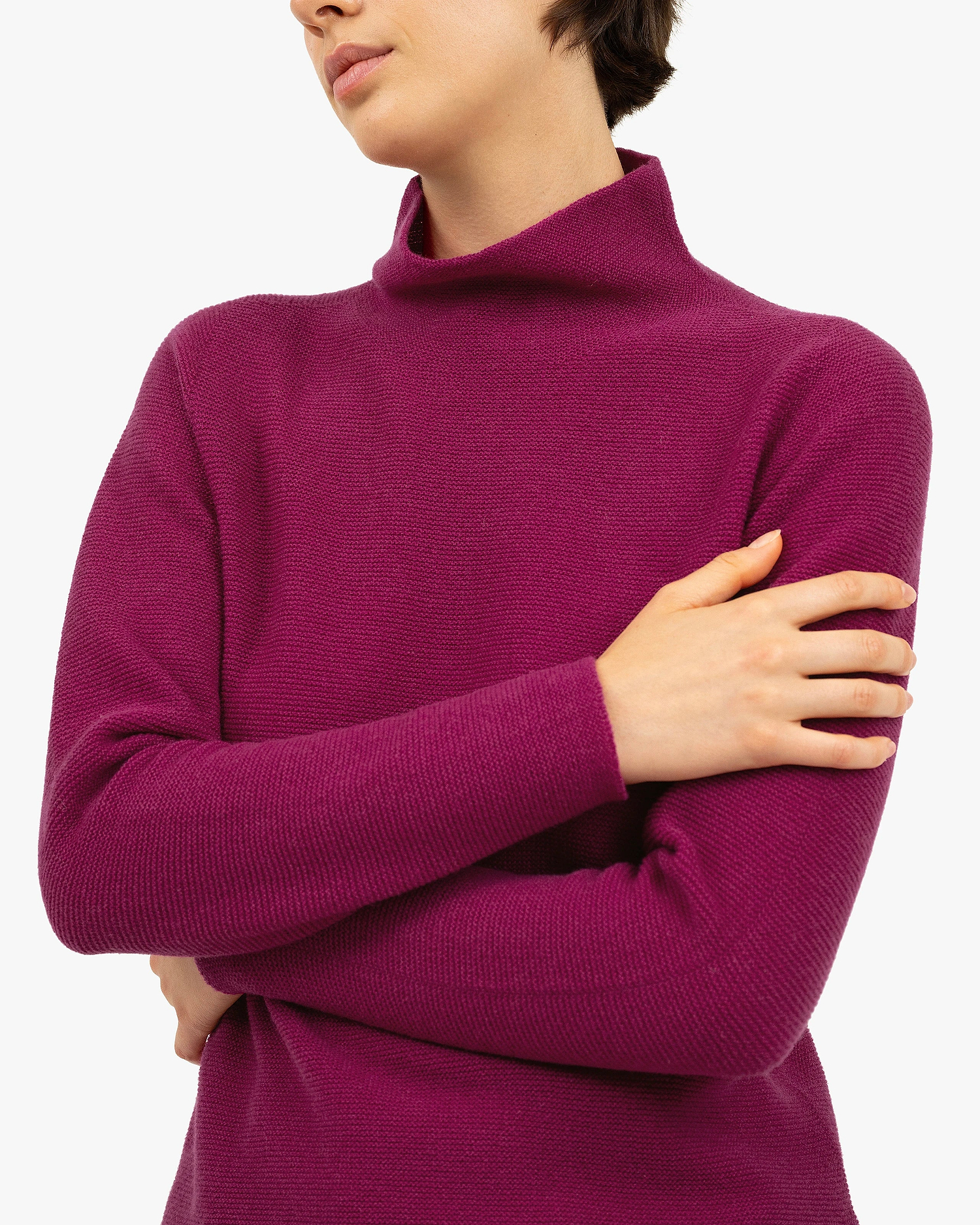 Soffio Mock Neck Sweater - Magenta Cashmere