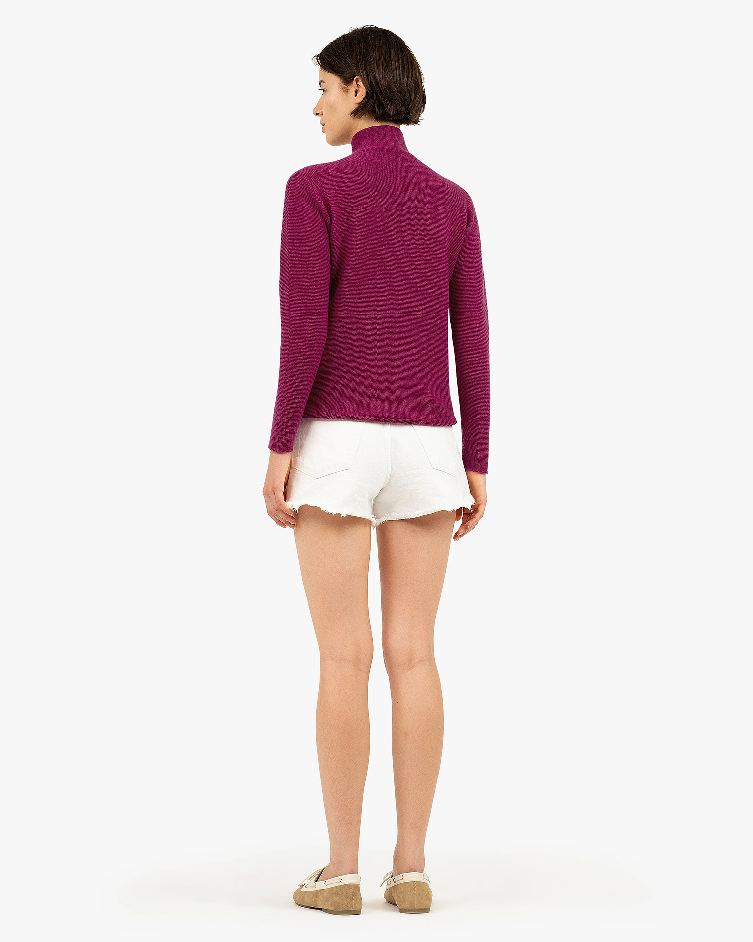 Soffio Mock Neck Sweater - Magenta Cashmere