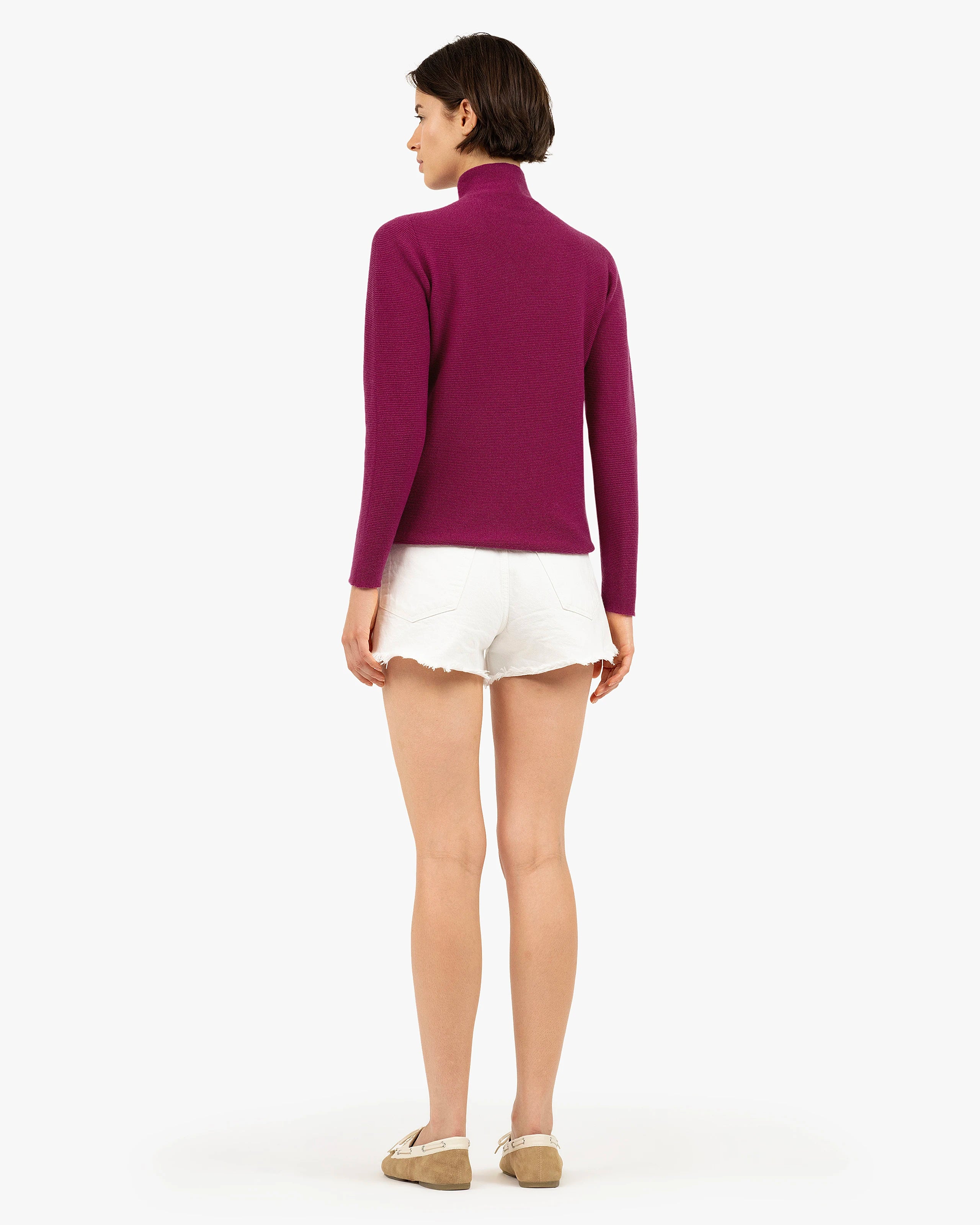 Soffio Mock Neck Sweater - Magenta Cashmere