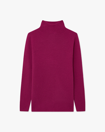 Soffio Mock Neck Sweater - Magenta Cashmere