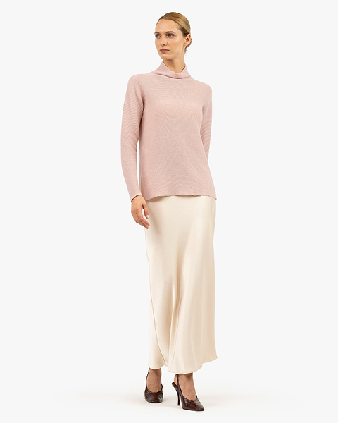 Soffio Mock Neck Sweater - Rose Cashmere