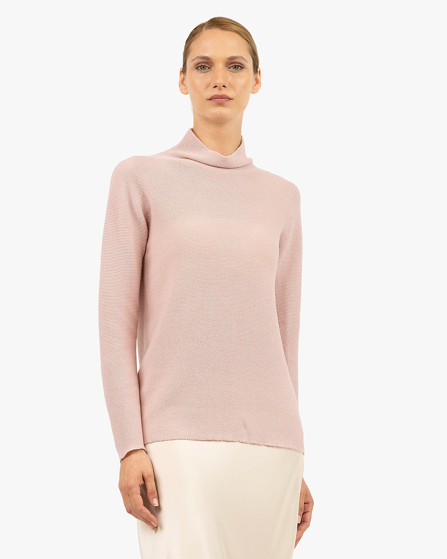Soffio Mock Neck Sweater - Rose Cashmere