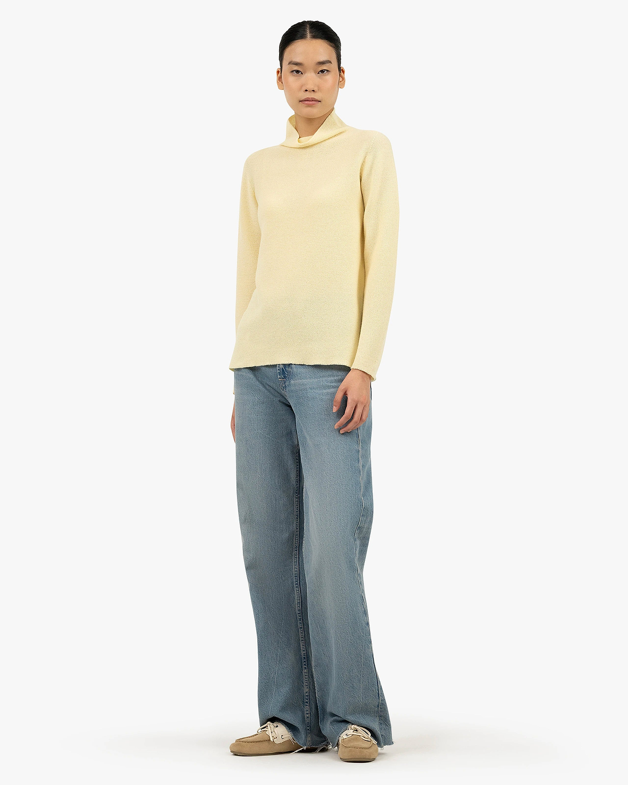 Women's Soffio Cashmere Mock Neck Sweater - Yellow | MaisonCashmere