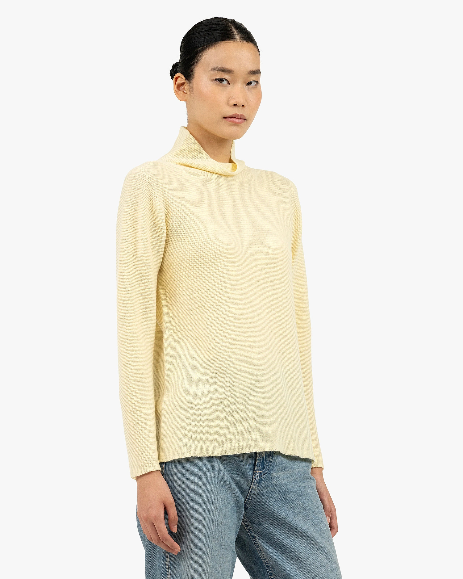 Soffio Mock Neck Sweater - Yellow Cashmere