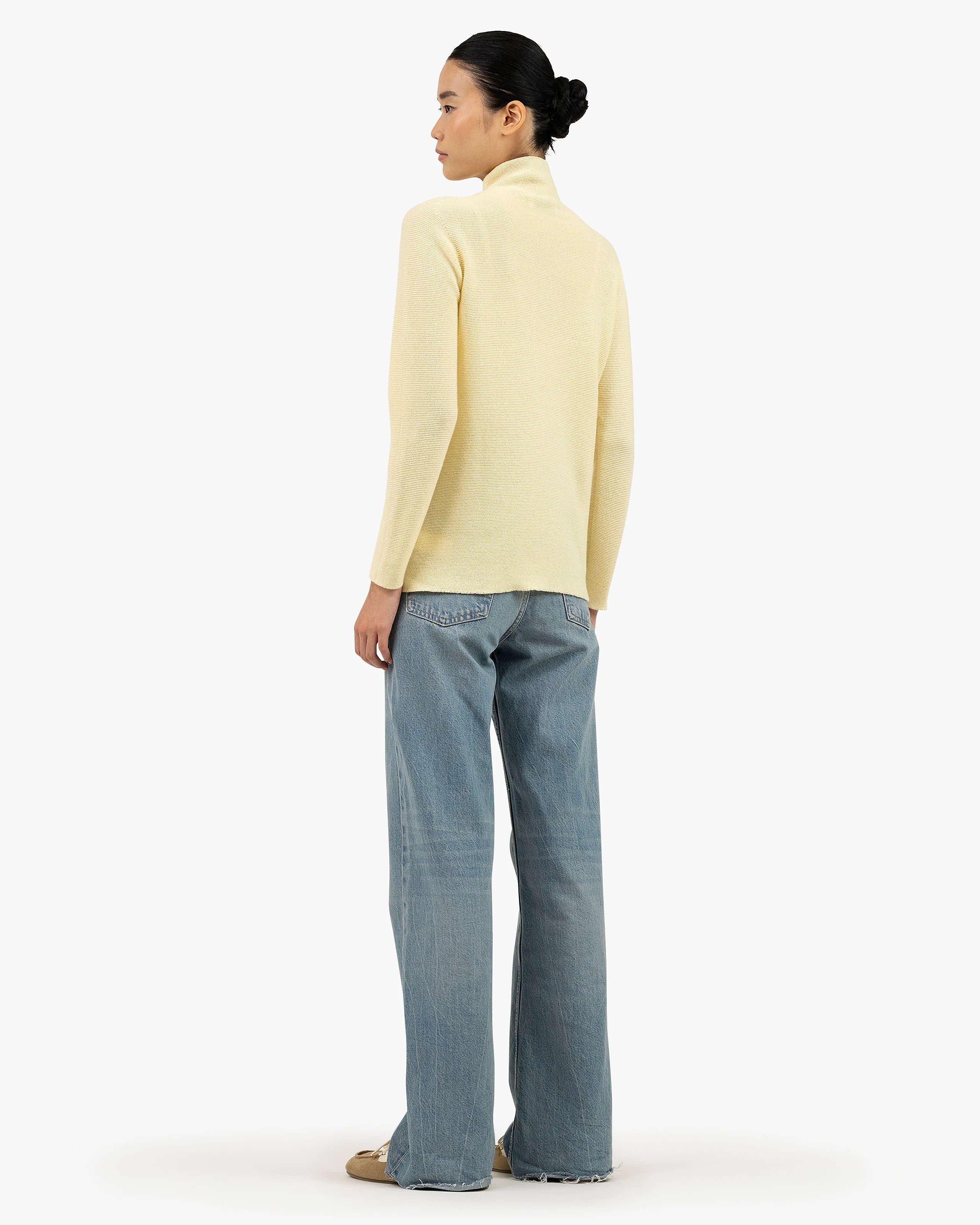 Soffio Mock Neck Sweater - Yellow Cashmere