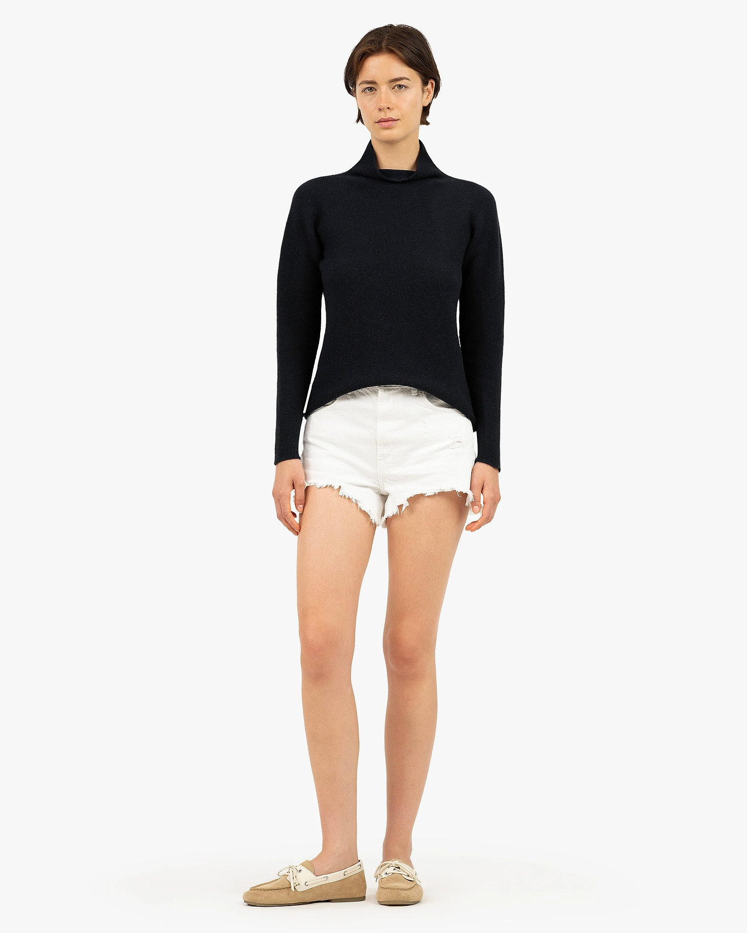 Soffio Mock Neck Sweater - Black Cashmere
