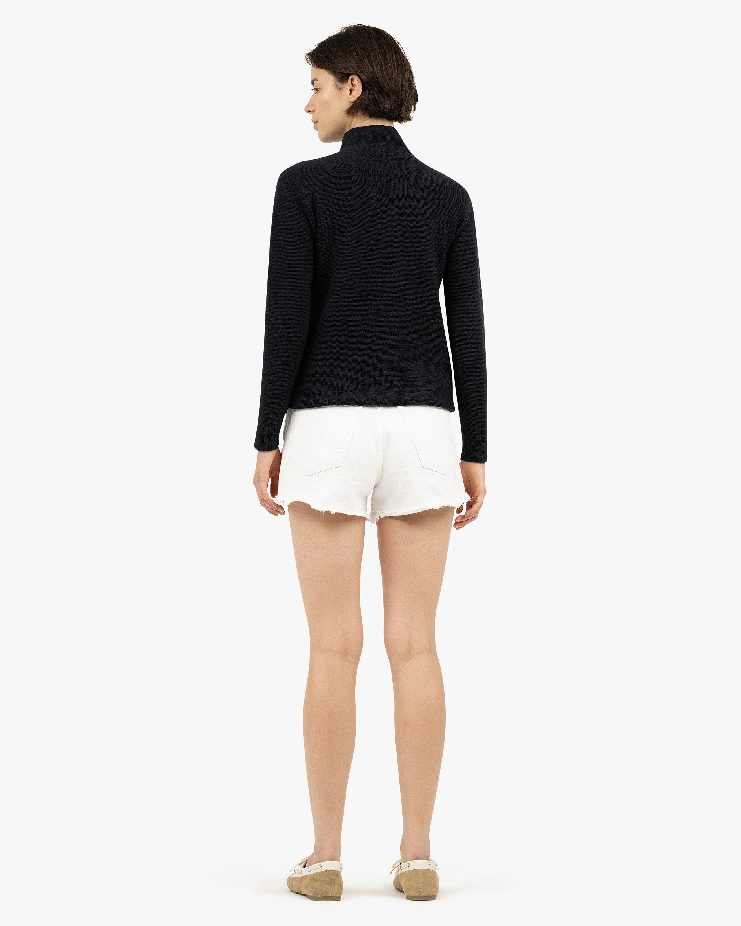 Soffio Mock Neck Sweater - Black Cashmere