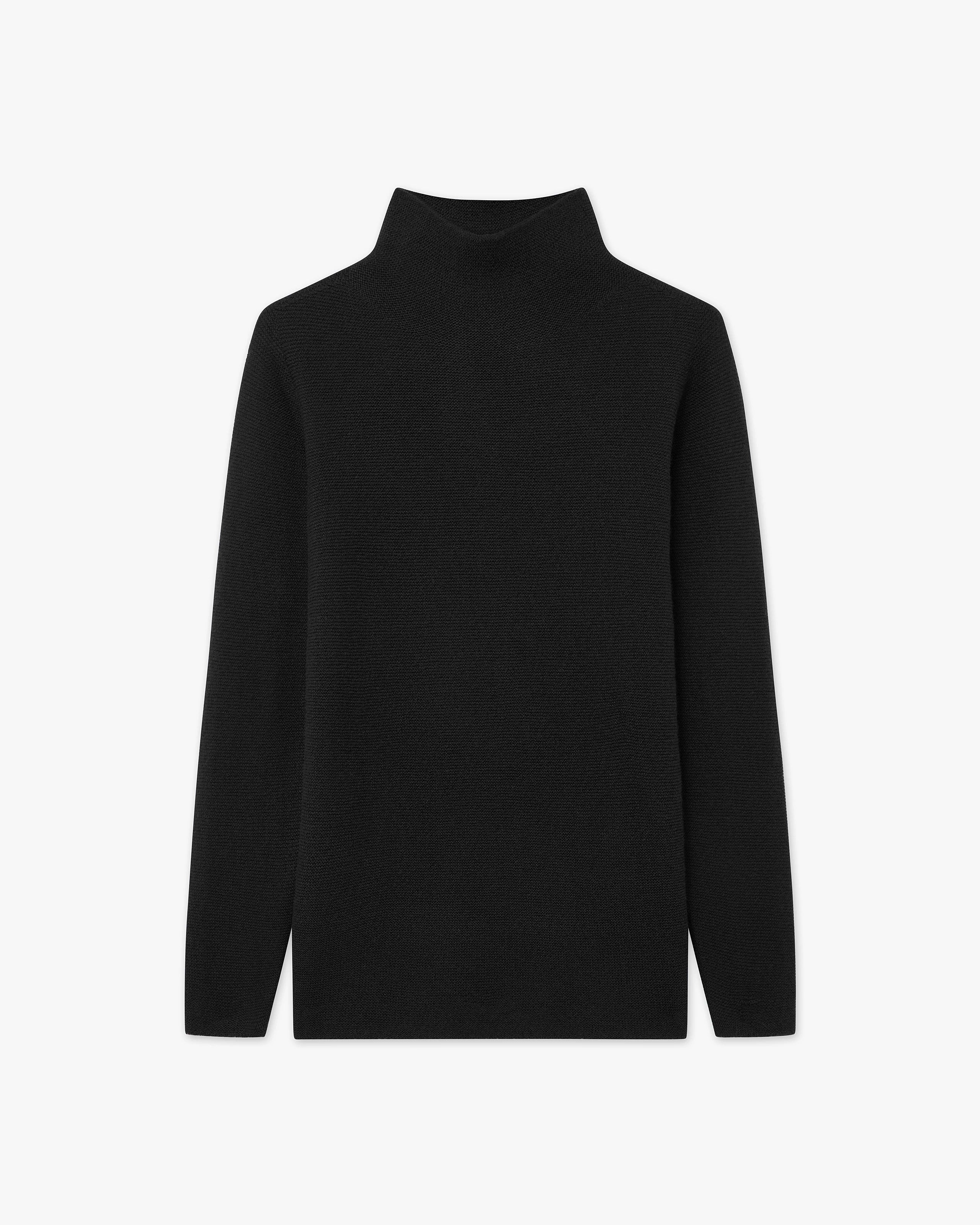 Soffio Mock Neck Sweater - Black Cashmere