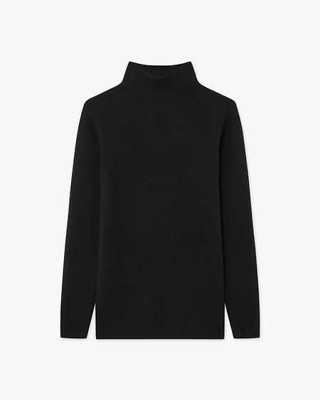 Soffio Mock Neck Sweater - Black Cashmere
