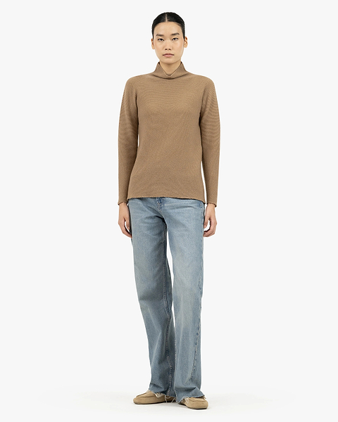 Soffio Mock Neck Sweater - Camel Cashmere
