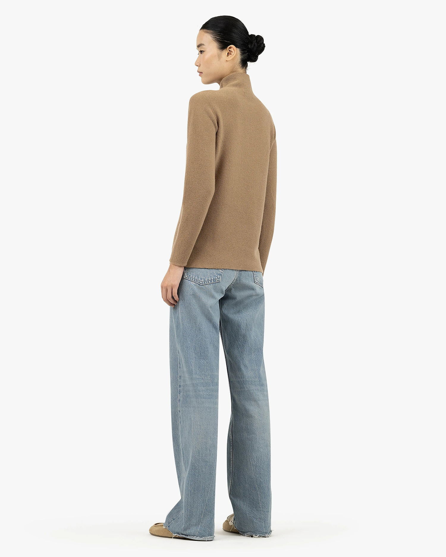 Soffio Mock Neck Sweater - Camel Cashmere