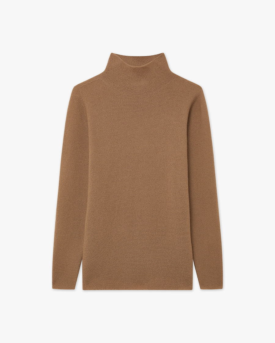 Soffio Mock Neck Sweater - Camel Cashmere